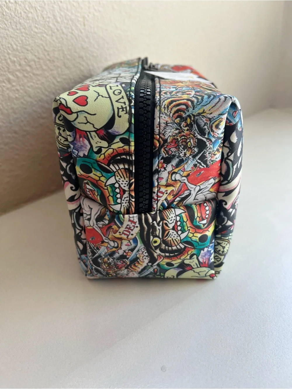 Ed Hardy Vibrant Tattoo-Print Cosmetic Pouch Bag